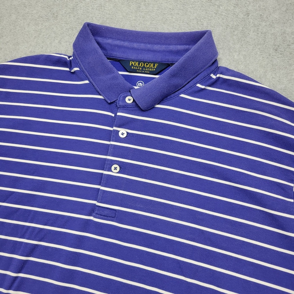 Polo‎ Golf Ralph Lauren Short Sleeve Polo Shirt Men's XXL Blue White Stipe